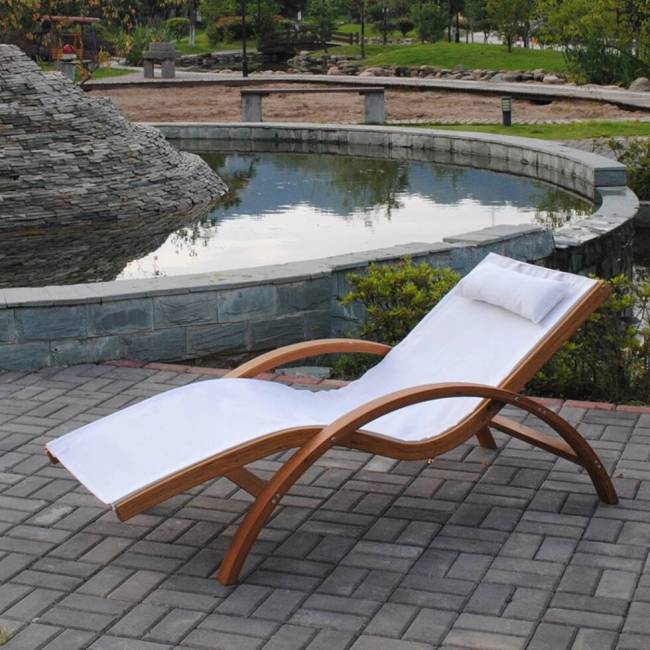 Шезлонг-лежак из сибирской лиственницы Мальта AFM-503C White