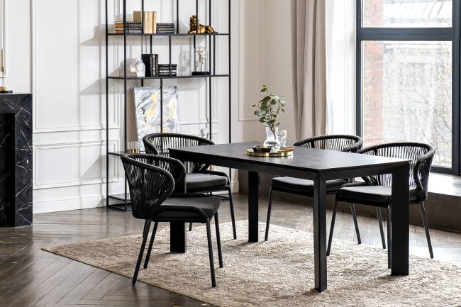 "Венето" обеденная группа на 4 персоны со стульями "Милан", каркас темно-серый, роуп темно-серый "Венето" обеденная группа на 4 персоны со стульями "Милан", каркас темно-серый, роуп темно-серый