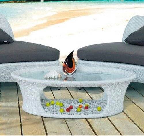 Столик кофейный "Адмонд", из искусственного ротанга, белый