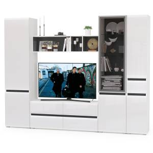 Сидней Комплектация № 25 цвет белый/чёрный/фасады МДФ белый глянец