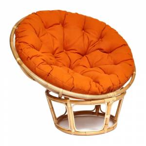 Кресло PAPASAN ECO/ПАПАСАН ЭКО P115-1/SP STD /c подушкой, ремешками/ диаметр подушки 122 см, 115x101x92 см, Natural (натуральный), ткань Оранжевый, С 23 Natural (натуральный)