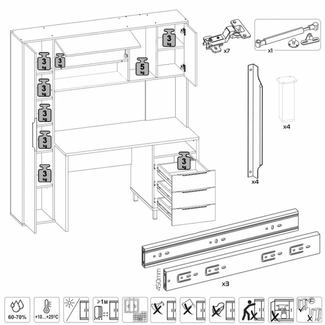 Компьютерный стол Комфорт 12.95N цвет дуб сонома/тёмно-серый