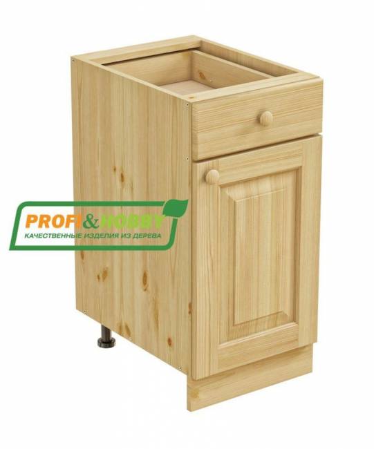Тумба 1 дверь, 1 ящик 400 х 560 х 720 сосна, без покраски Тумба 1 дверь, 1 ящик 400 х 560 х 720 сосна, без покраски