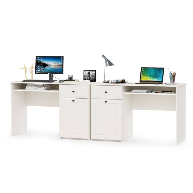 Два письменных стола Роуз цвет белый с тиснением поры дерева/ясень ваниль Два письменных стола Роуз цвет белый с тиснением поры дерева/ясень ваниль