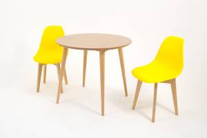 Стол Монте К 100 натур со стульями Сашш натур жёлтый