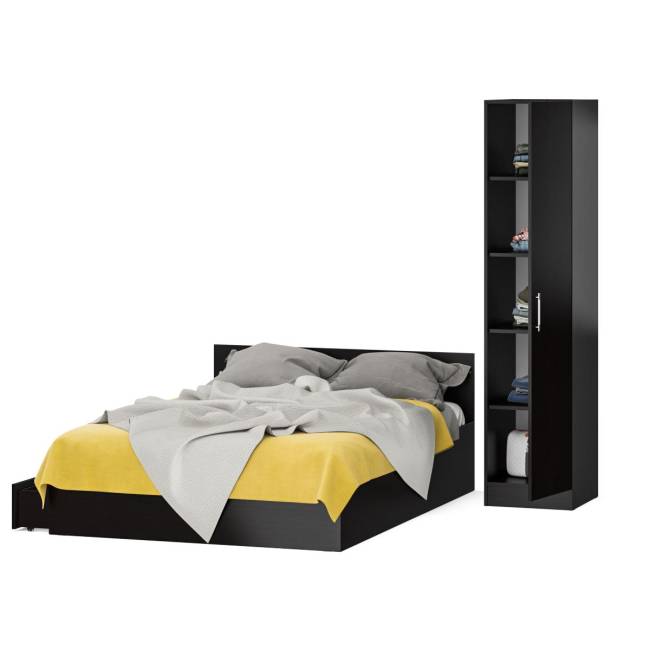 Двуспальная кровать с ящиками 1400 с пеналом Стандарт цвет венге