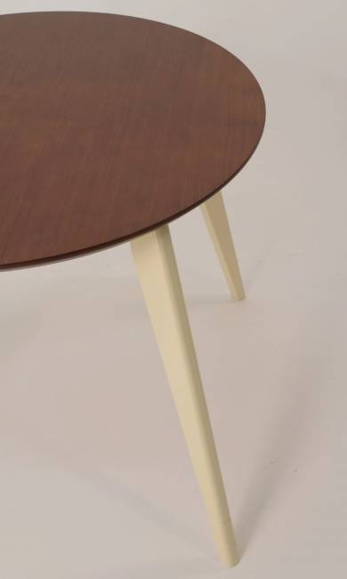 Стол обеденный круглый Сканди К90, слоновая кость/орех