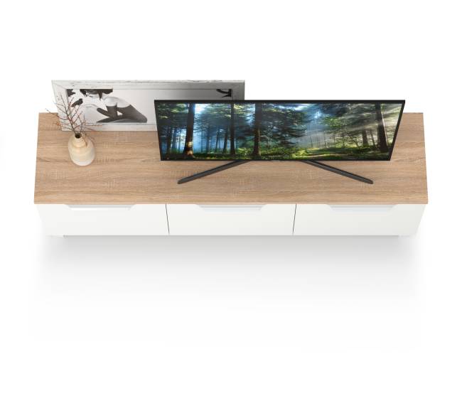 Тумба под ТВ 13.267.01 цвет белый шагрень/дуб сонома Тумба под ТВ 13.267.01 цвет белый шагрень/дуб сонома