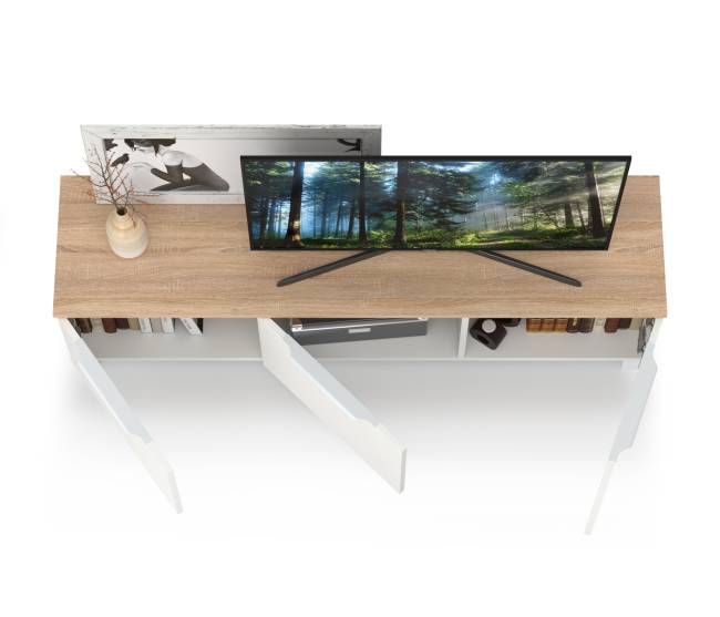 Тумба под ТВ 13.267.01 цвет белый шагрень/дуб сонома Тумба под ТВ 13.267.01 цвет белый шагрень/дуб сонома