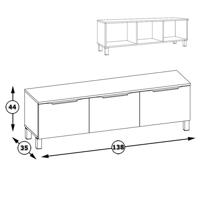 Тумба под ТВ 13.267.01 цвет белый шагрень/дуб сонома Тумба под ТВ 13.267.01 цвет белый шагрень/дуб сонома