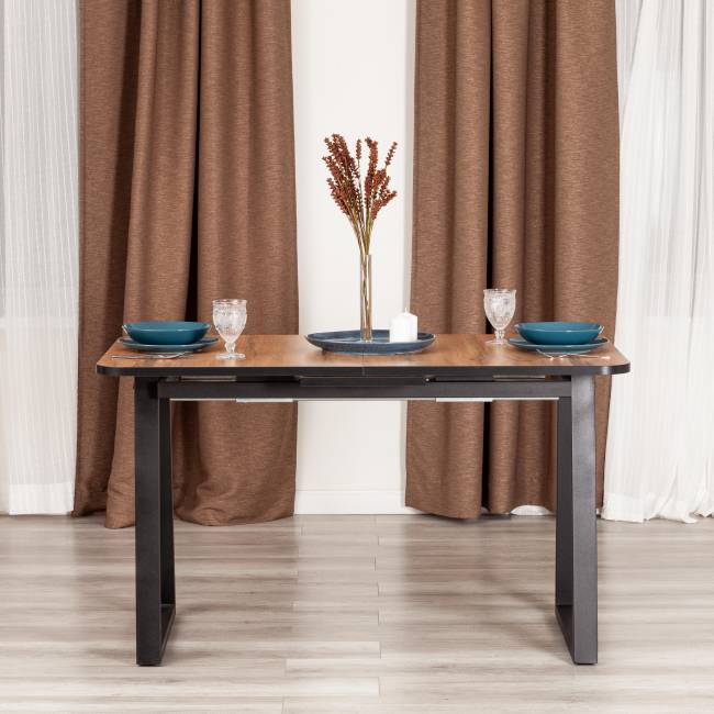 Стол MALTIDO ЛДСП/HPL/металл, 130 х 75+30 х 75 см, Дуб Вотан/чёрный Дуб Вотан/чёрный ЛДСП/HPL/металл