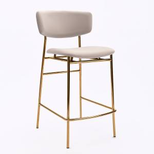 Дизайнерский полубарный стул Marko серый, основание золото