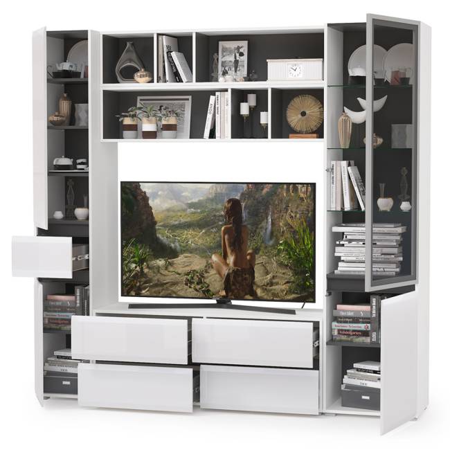 Сидней набор мебели № 42 цвет белый/чёрный/фасады МДФ белый глянец Сидней набор мебели № 42 цвет белый/чёрный/фасады МДФ белый глянец