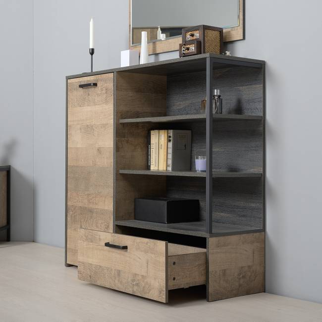 Стенка в гостиную с подсветкой в стиле лофт Трувор № 53 цвет дуб гранж песочный/интра Стенка в гостиную с подсветкой в стиле лофт Трувор № 53 цвет дуб гранж песочный/интра