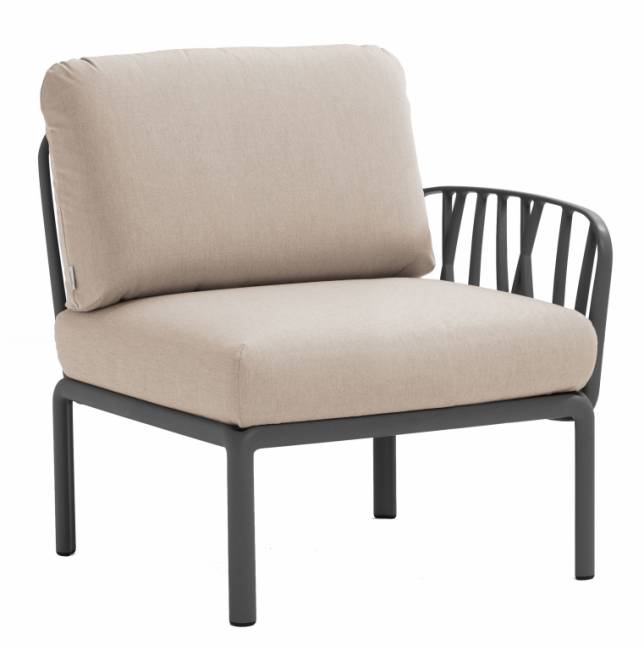 Модуль правый/левый пластиковый с подушками Komodo Elemento Terminale DS/SX антрацит, холст 720х780х880 мм