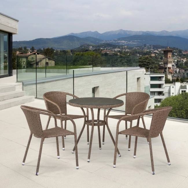 Комплект плетеной мебели T282ANT/Y137C-W56 Light brown