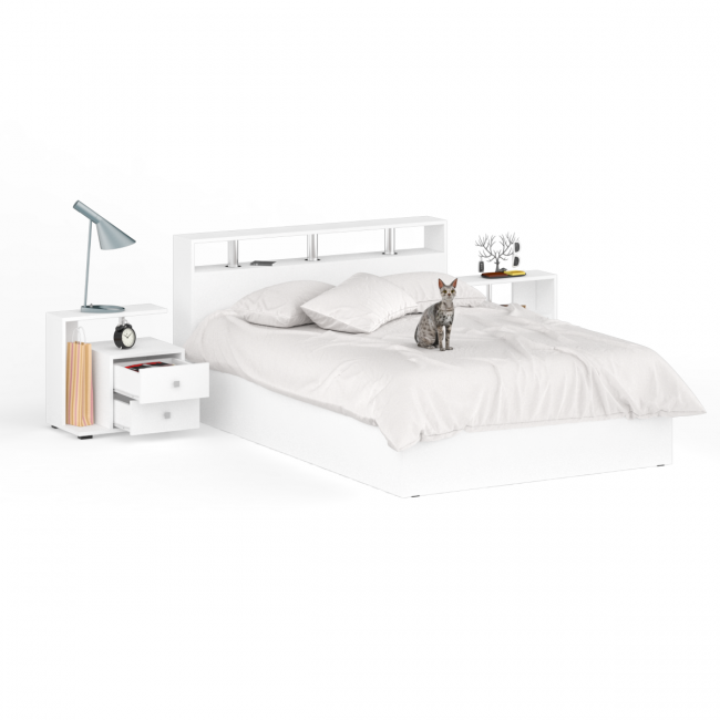 Кровать 1400 Камелия + две тумбы цвет белый Кровать 1400 Камелия + две тумбы цвет белый