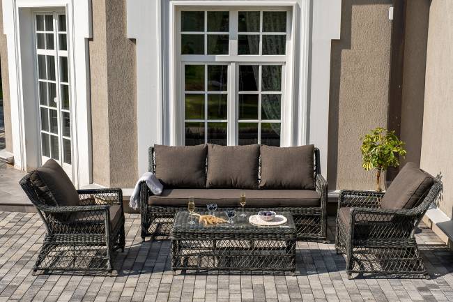 "Гранд Латте" лаунж-зона из искусственного ротанга, цвет графит "Гранд Латте" лаунж-зона из искусственного ротанга, цвет графит