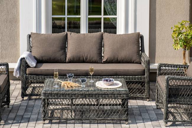 "Гранд Латте" лаунж-зона из искусственного ротанга, цвет графит "Гранд Латте" лаунж-зона из искусственного ротанга, цвет графит