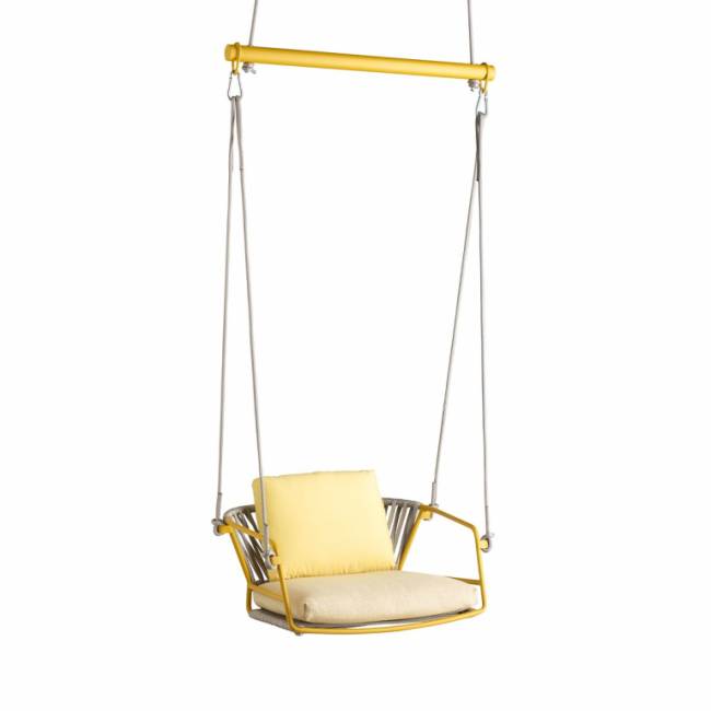 Качели плетеные Lisa Swing желтый, серебристый 730х650х1750 мм