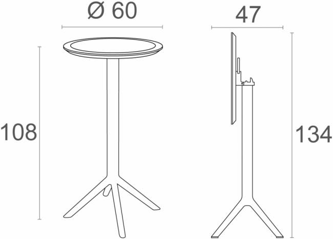 Стол пластиковый барный складной Sky Folding Bar Table 60 черный Ø600х1080 мм Стол пластиковый барный складной Sky Folding Bar Table 60 черный Ø600х1080 мм