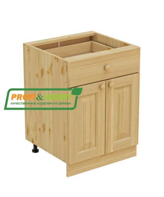 Тумба 2 двери, 1 ящик 600 х 560 х 720 сосна, без покраски Тумба 2 двери, 1 ящик 600 х 560 х 720 сосна, без покраски