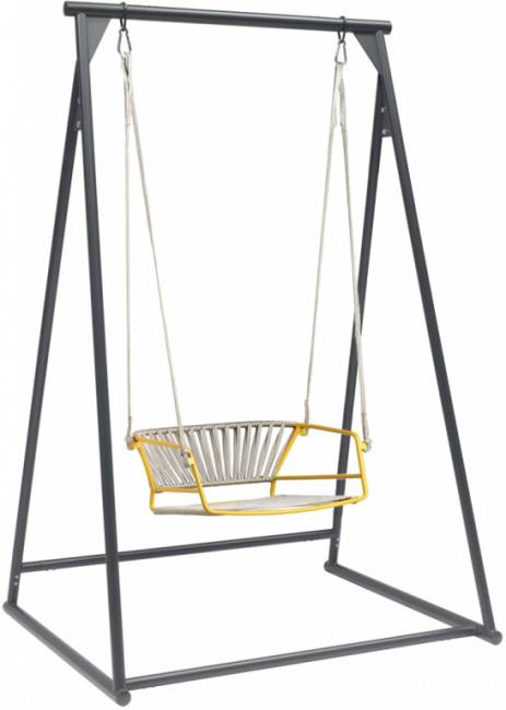 Качели плетеные Lisa Swing желтый, серебристый 1450х1200х2220 мм Качели плетеные Lisa Swing желтый, серебристый 1450х1200х2220 мм