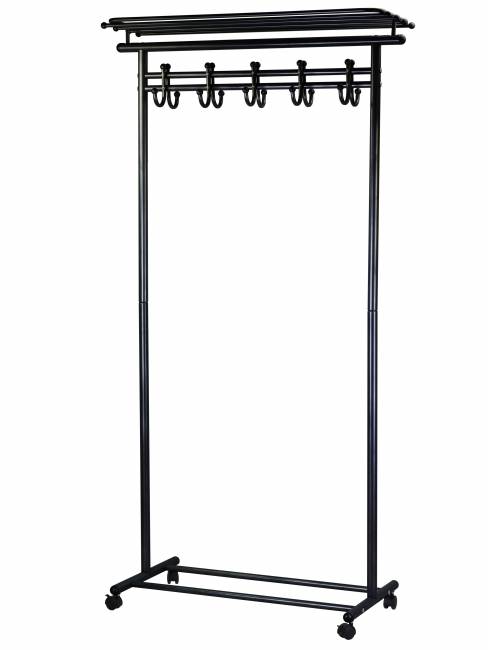 Вешалка напольная на колесах М 9 чёрный с крючками Вешалка напольная на колесах М 9 чёрный с крючками