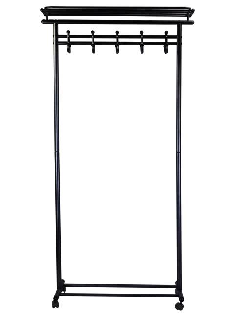 Вешалка напольная на колесах М 9 чёрный с крючками Вешалка напольная на колесах М 9 чёрный с крючками