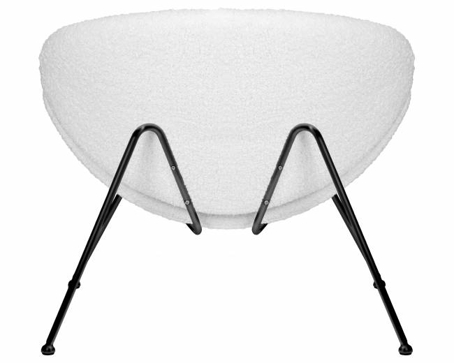 Кресло дизайнерское DOBRIN EMILY, белый (букле) ткань, черное основание