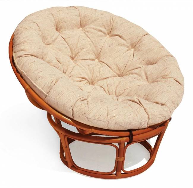 Кресло PAPASAN/ПАПАСАН 23/01 W  /с подушкой/ диаметр подушки 129 см, 115х101х104 см, Cognac (коньяк), ткань Старт Cognac (коньяк)