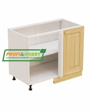 Тумба угловая 1010х530х720 + фасад сосна бесцветный лак