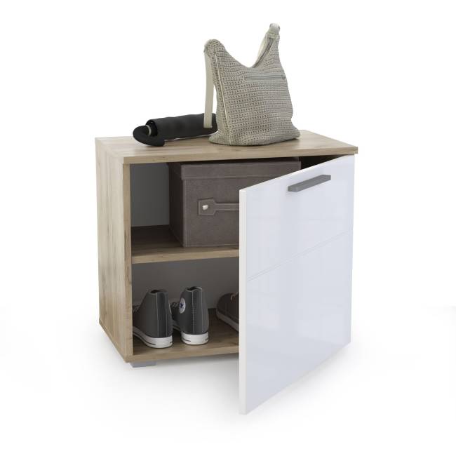 Тумба Лайн 13.234 цвет дуб крафт серый/фасады МДФ белый глянец Тумба Лайн 13.234 цвет дуб крафт серый/фасады МДФ белый глянец