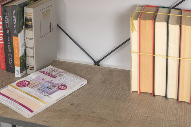 Два открытых стеллажа с полками и ТВ-тумба Трувор цвет дуб гранж песочный/интра Два открытых стеллажа с полками и ТВ-тумба Трувор цвет дуб гранж песочный/интра