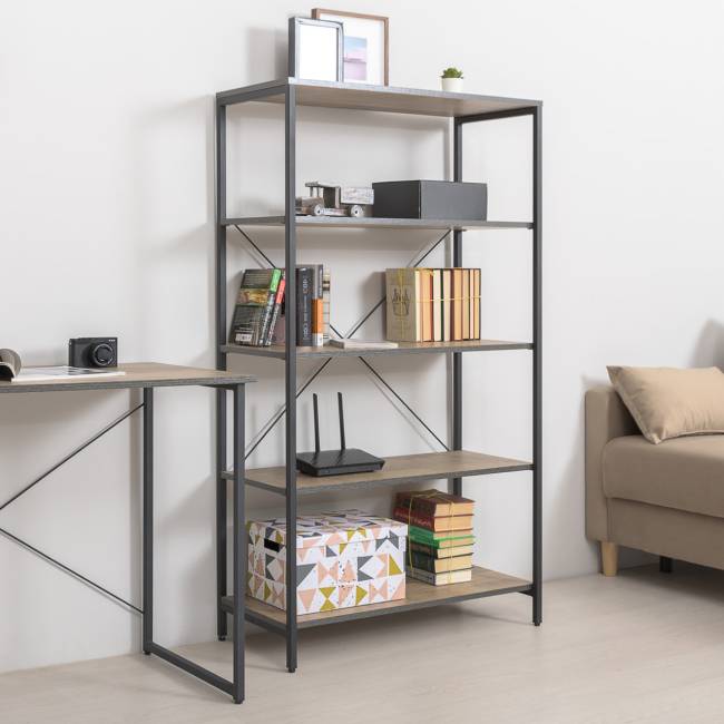 Два открытых стеллажа с полками и ТВ-тумба Трувор цвет дуб гранж песочный/интра Два открытых стеллажа с полками и ТВ-тумба Трувор цвет дуб гранж песочный/интра