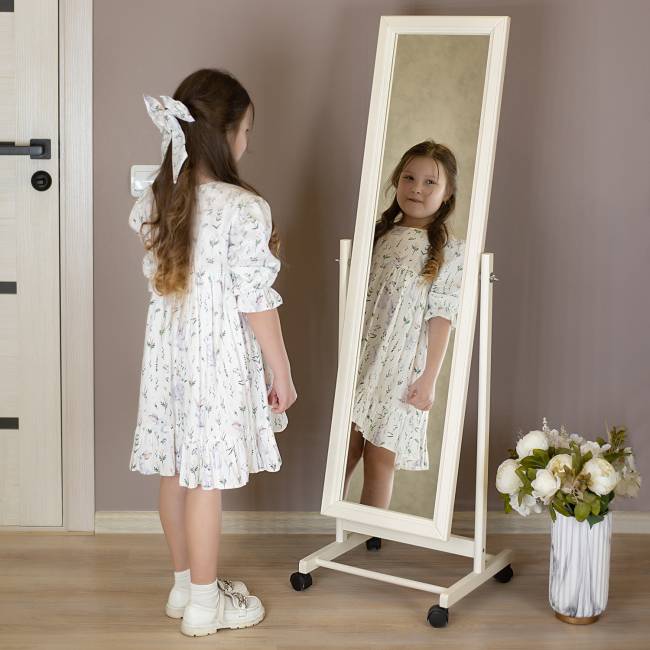 Зеркало напольное BeautyStyle 27 слоновая кость 135 см х 42,5 см