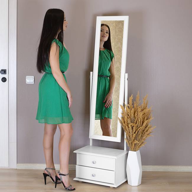 Зеркало с тумбой Селена белый 151 см х 46 см