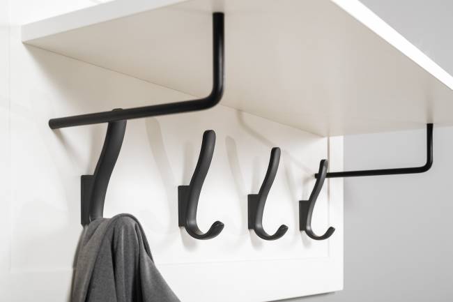 Стенка в прихожую Остин № 58 цвет белый шагрень/дуб крафт золотой