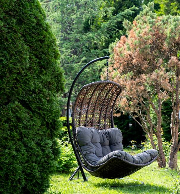 "Виши" подвесное кресло-кокон из искусственного ротанга, цвет коричневый с серо-коричневой подушкой "Виши" подвесное кресло-кокон из искусственного ротанга, цвет коричневый с серо-коричневой подушкой