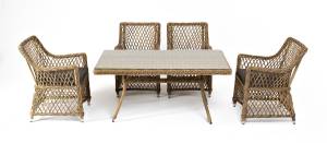 "Латте - 140 L" обеденная группа плетеная, цвет соломенный "Латте - 140 L" обеденная группа плетеная, цвет соломенный