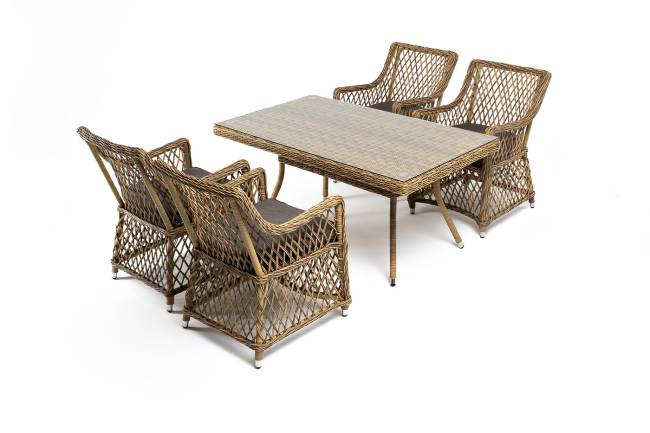 "Латте - 140 L" обеденная группа плетеная, цвет соломенный