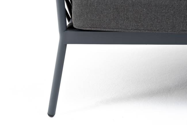 "Диего" диван 2-местный плетеный из роупа, каркас алюминий темно-серый (RAL7024) муар, роуп темно-серый круглый, ткань темно-серая 027 "Диего" диван 2-местный плетеный из роупа, каркас алюминий темно-серый (RAL7024) муар, роуп темно-серый круглый, ткань темно-серая 027