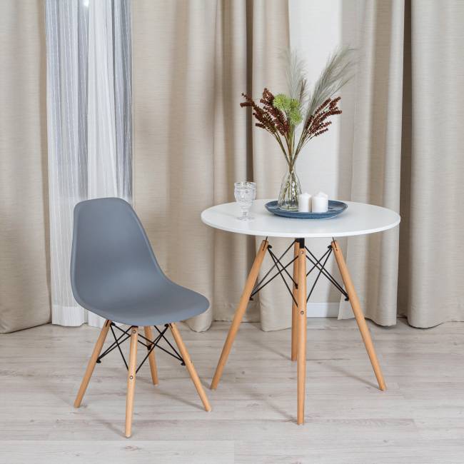 Стул CINDY (EAMES) (mod. 001) дерево бук/металл/сиденье пластик, 51x46x82см, серый/grey (Комплект из 4 шт.) серый/grey дерево бук/металл/сиденье пластик