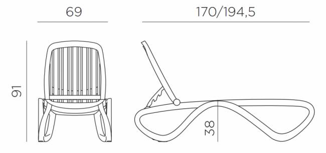 Шезлонг-лежак пластиковый Tropico белый 1700-1945х690х910 мм Шезлонг-лежак пластиковый Tropico белый 1700-1945х690х910 мм