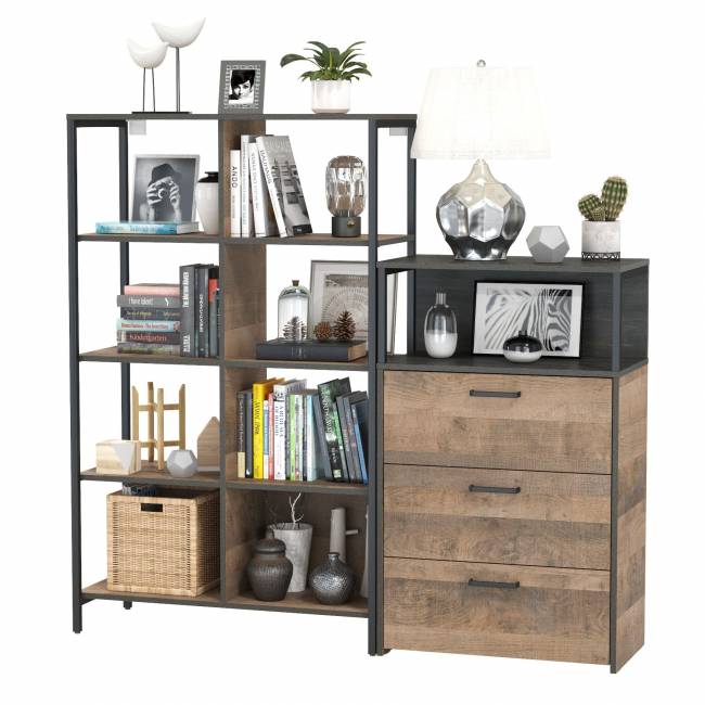 Стеллаж 13.151.02 с комодом с ящиками Трувор цвет дуб гранж песочный/интра