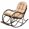 Кресло качалка с подножкой из искусственного ротанга, орех