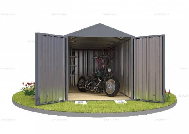 Хозблок SKOGGY секционный с двускатной крышей 5 х 2 м, брутальный серый Хозблок SKOGGY секционный с двускатной крышей 5 х 2 м, брутальный серый