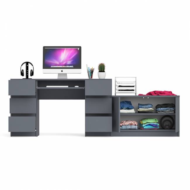 Двухтумбовый компьютерный стол Мори МС-2 с широкой тумбой на 900 цвет графит